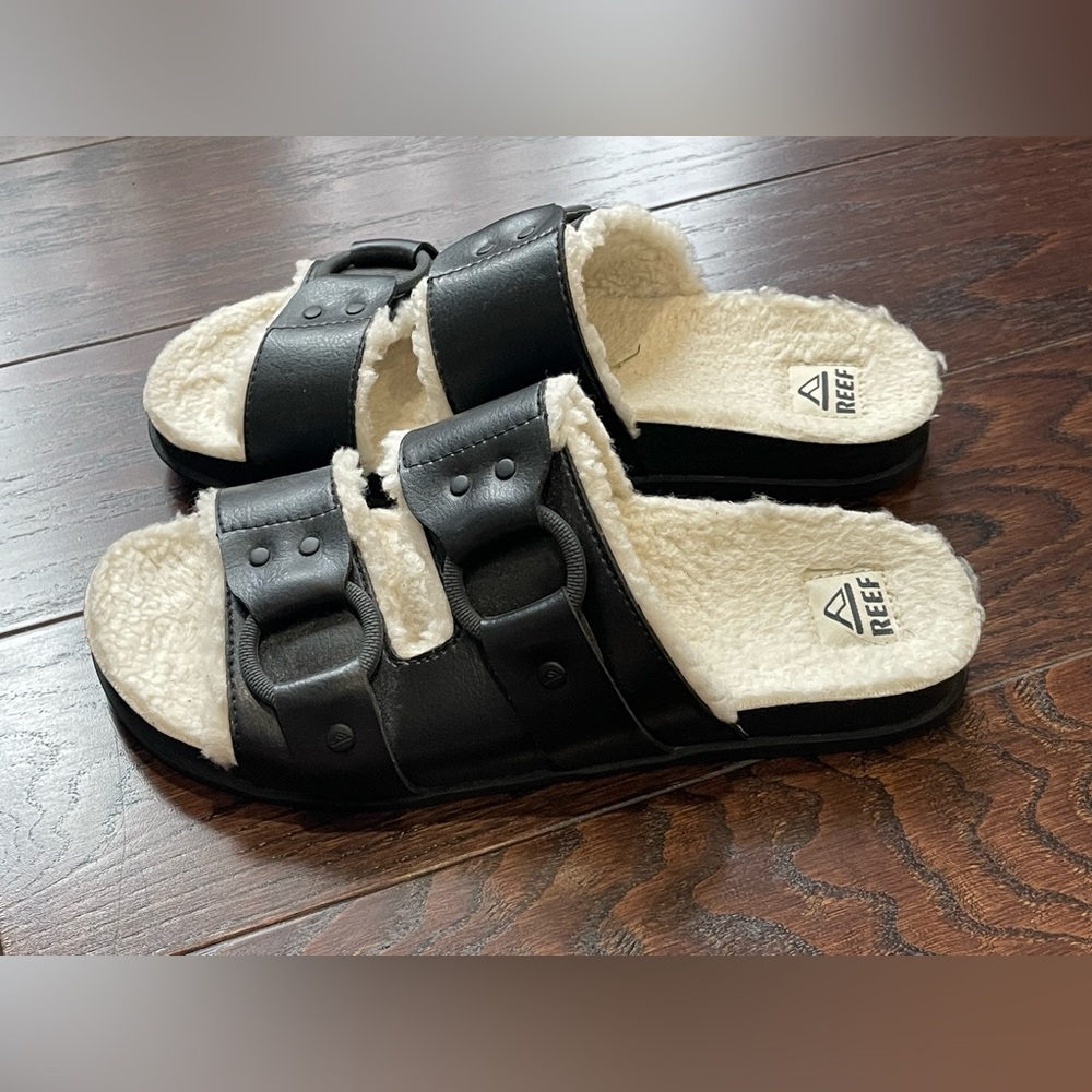 Reef Beach Bum Vista Slide Furry Sandel Women Size 8 - Picture 3 of 5